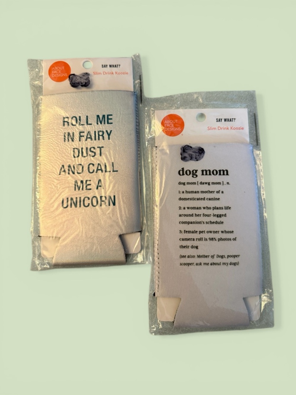 Say What? Slim Drink Koozie Set — Pale silver
